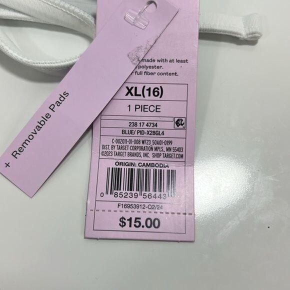 Wild Fable Womens Triangle Bikini Top XL Blue & White Recycled Polyester NWT - Picture 5 of 6